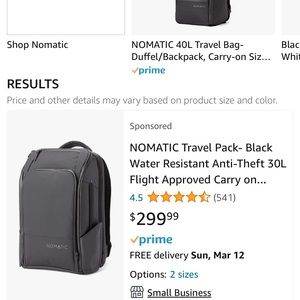 Nomatic backpack 40L. Barely used.